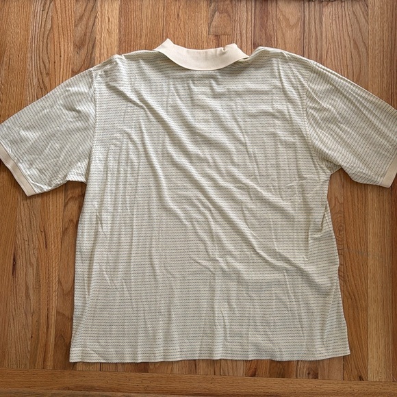 Marbas Made in Italy Polo Shirt Men XL Light Yellow Blue Stripe Golf Mesh Cotton - Picture 6 of 7